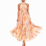 Aurora | Vestido con cuello halter y estampado acuarela