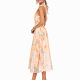 Aurora | Vestido con cuello halter y estampado acuarela