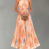 Aurora | Vestido con cuello halter y estampado acuarela