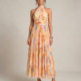 Esther™ | Vestido de Cuello Halter con Estampado de Acuarela
