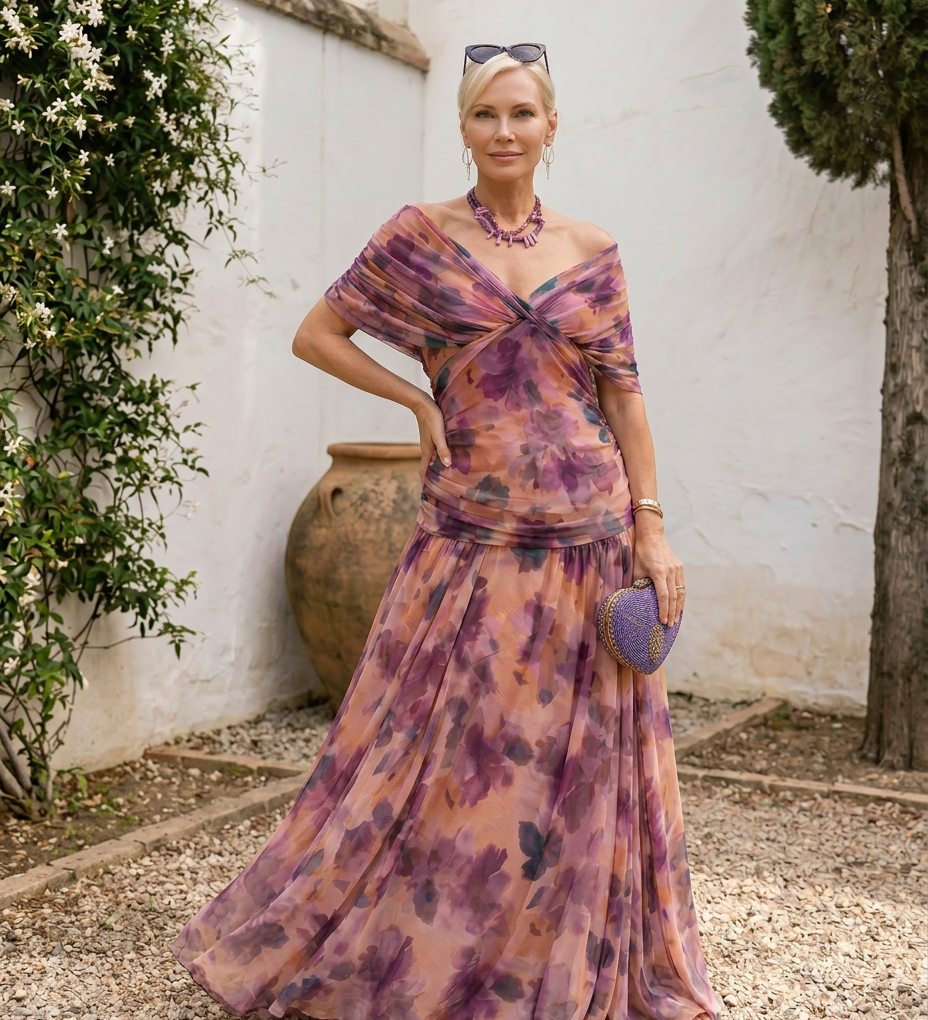 Vestido maxi elegante para fiesta con escote en corazón